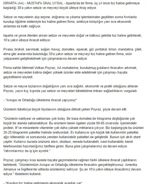 Milliyet haberi, sayfa 2/3 – Kurucum Gıda